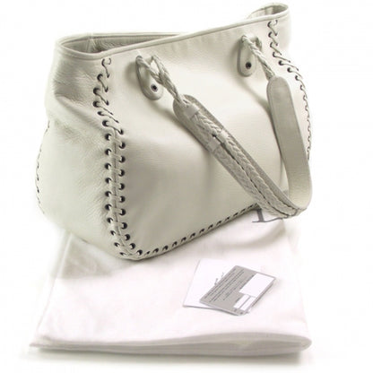 Christian Dior Leather Stitched Shopping Tote White 3 of 10