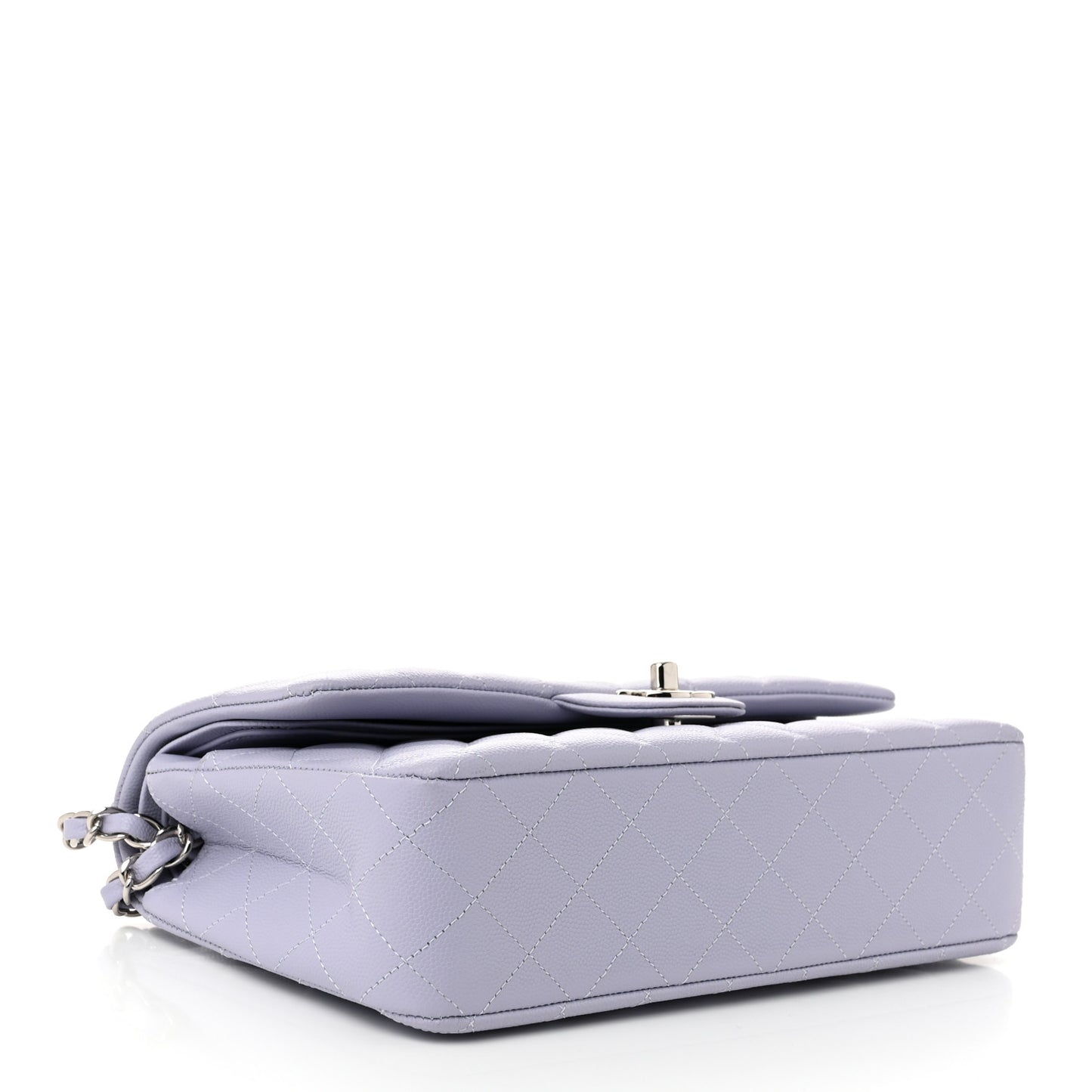 Caviar Quilted Medium Double Flap Light Purple