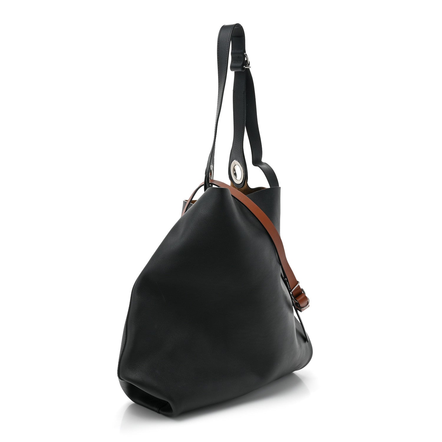 Burberry Calfskin Grommet Hobo Black 3 of 15