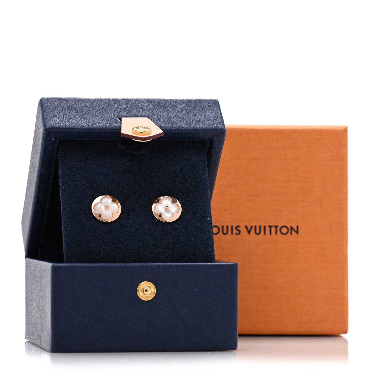Louis Vuitton 18K Pink Gold Mother of Pearl Color Blossom Sun Stud Earrings 5 of 5