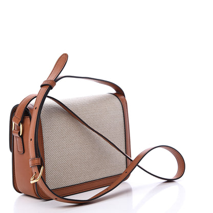 Celine Textile Natural Calfskin Teen Triomphe White Tan 2 of 10