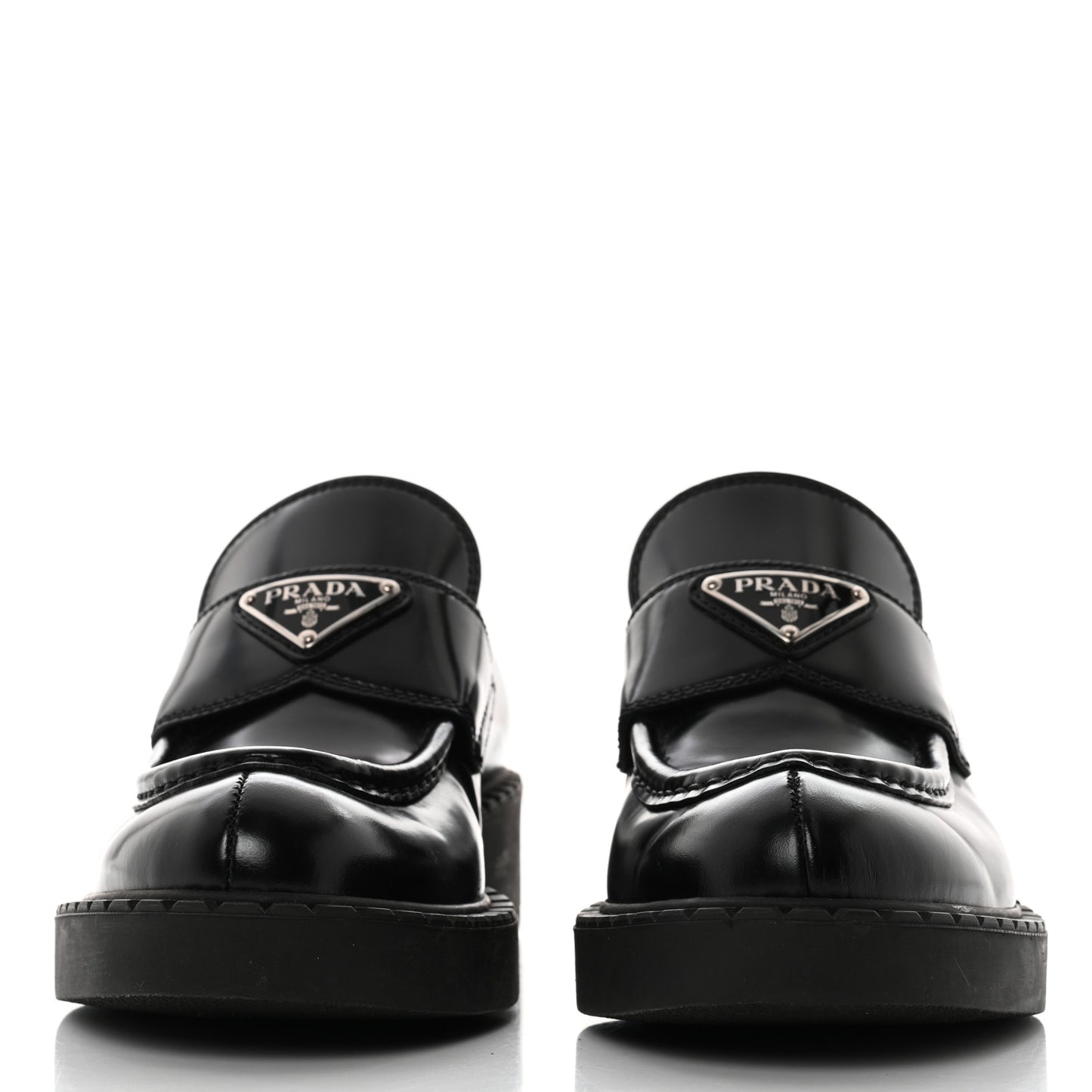 Spazzolato Metal Triangle Logo 50mm Loafers 36.5 Black