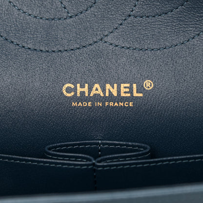 Chanel Metallic Caviar Quilted Jumbo Double Flap Dark Blue 6 of 10