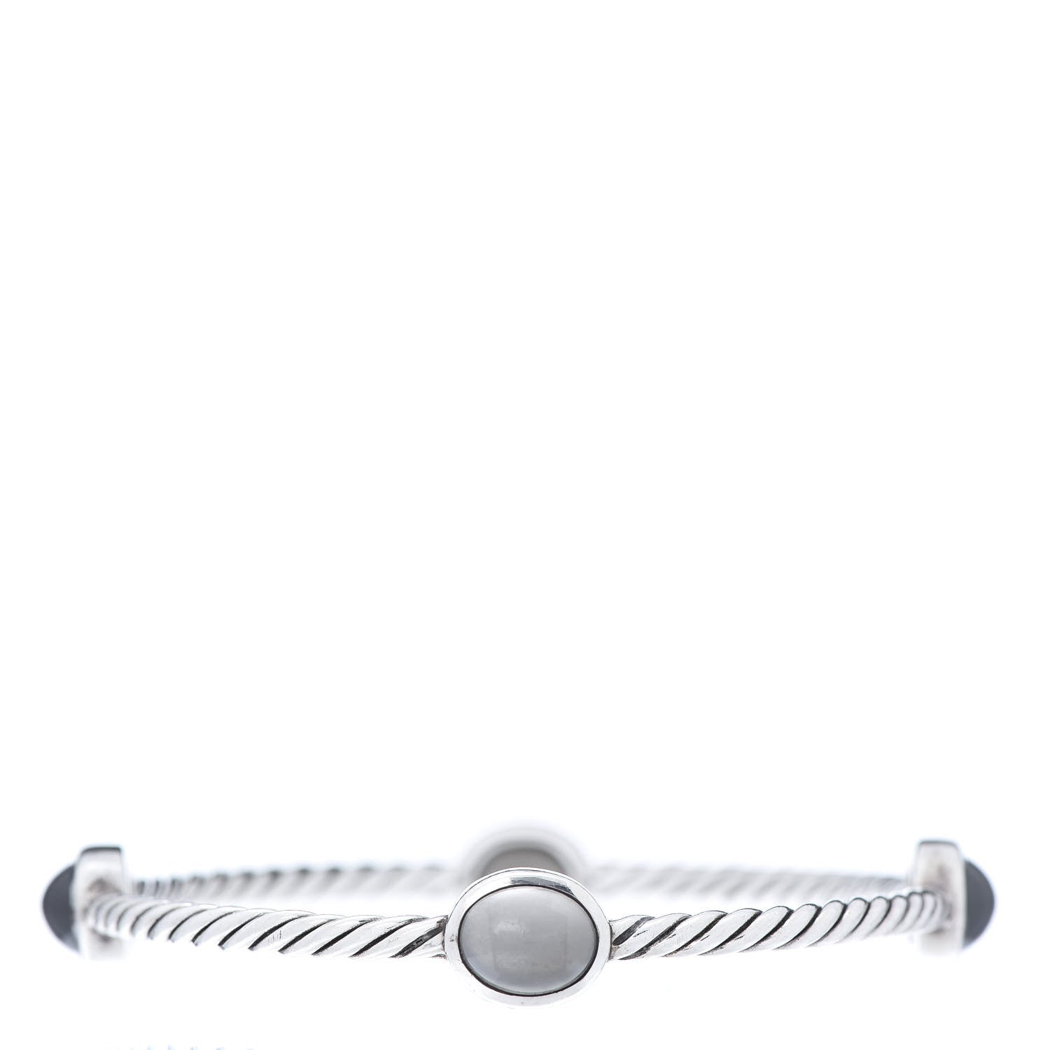 David Yurman Sterling Silver Moonstone 3mm 4 Station Bangle Bracelet 1 of 7