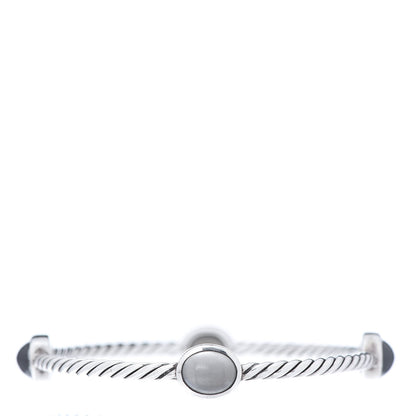 David Yurman Sterling Silver Moonstone 3mm 4 Station Bangle Bracelet 1 of 7