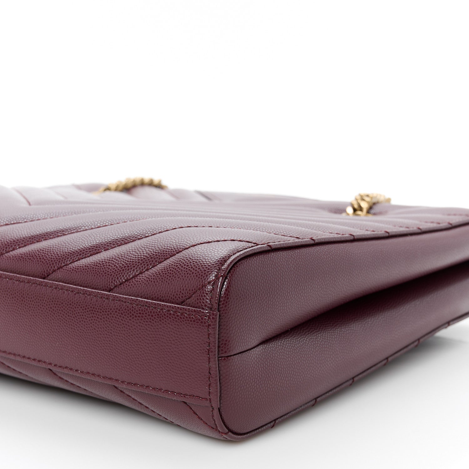 Saint Laurent Grain de Poudre Matelasse Chevron Small Tribeca Shopping Bag Rouge Legoin 11 of 11