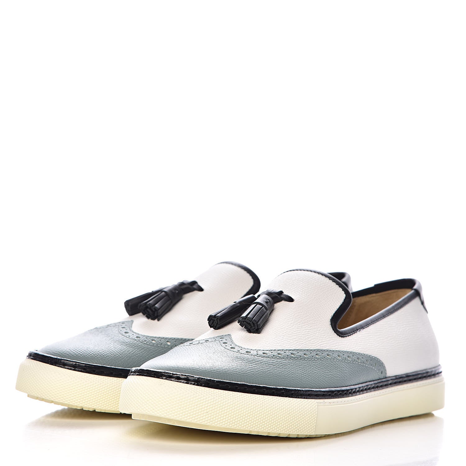 Hermes Epsom Calfskin Mens Must Sneakers 41.5 Celadon Black White 3 of 14