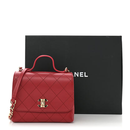 Chanel Calfskin Quilted Small Double Pocket Top Handle Flap Red 12 of 12