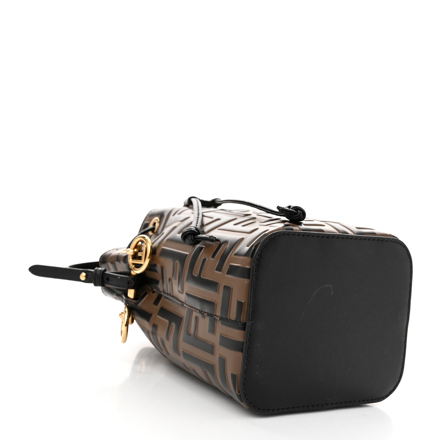 Vitello Liberty F is Fendi Bi-Color FF 1974 Embossed Mini Mon Tresor Bucket Bag Maya Black