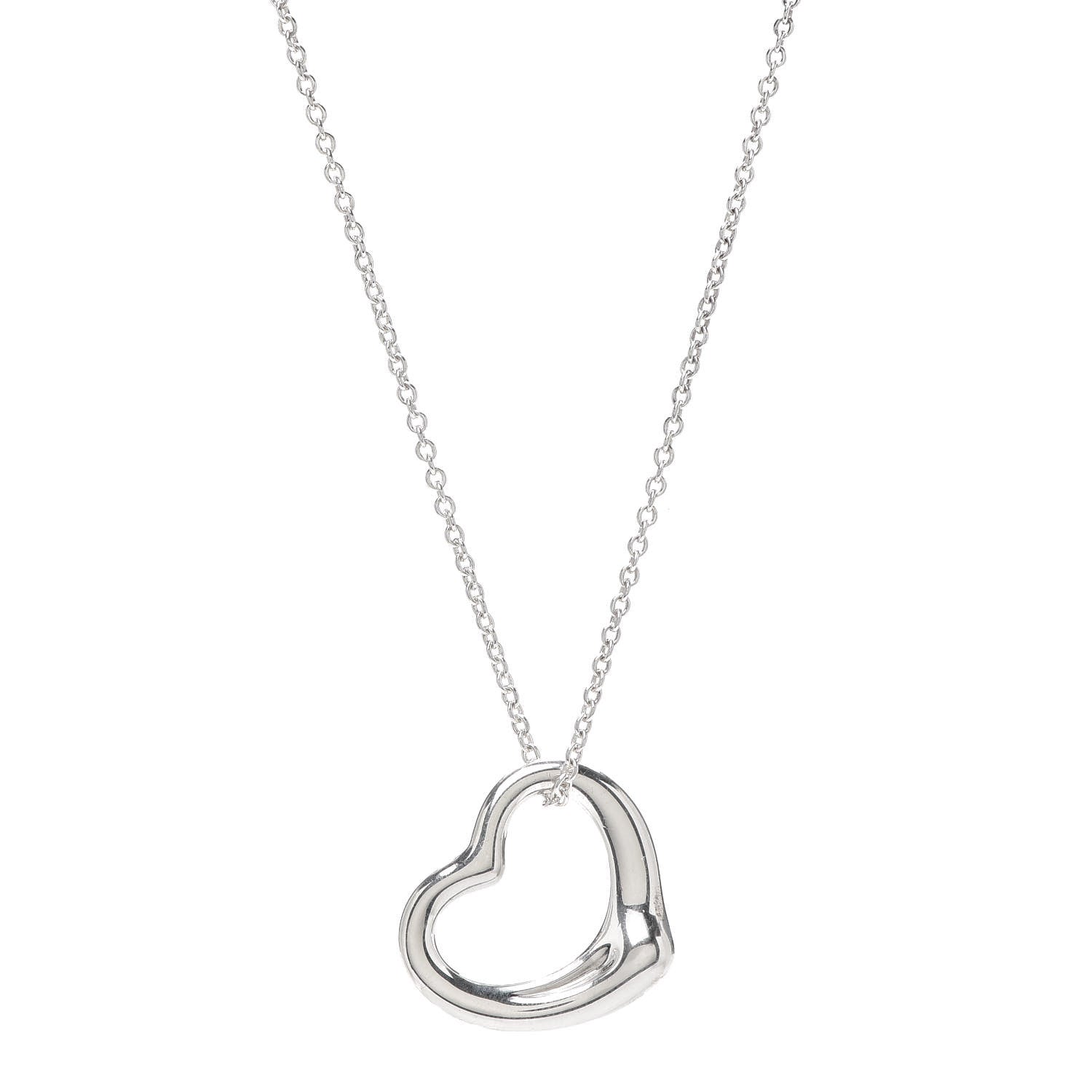 Tiffany Sterling Silver 22mm Elsa Peretti Open Heart Pendant Necklace 1 of 6