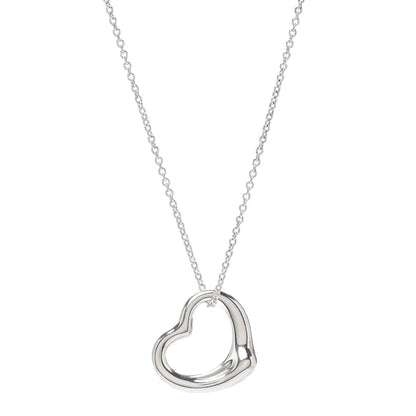 Tiffany Sterling Silver 22mm Elsa Peretti Open Heart Pendant Necklace 1 of 6