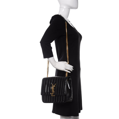 Saint Laurent Patent Matelasse Monogram Large Vicky Chain Bag Black 2 of 10