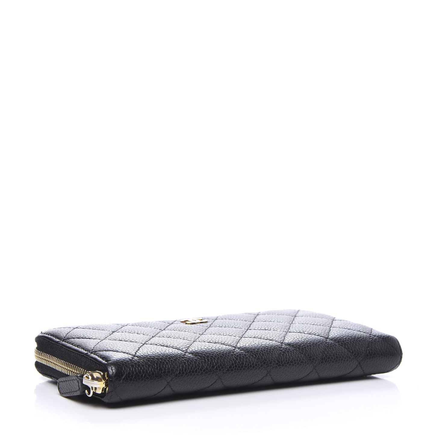 Caviar Quilted Large Gusset Zip Around Wallet Black