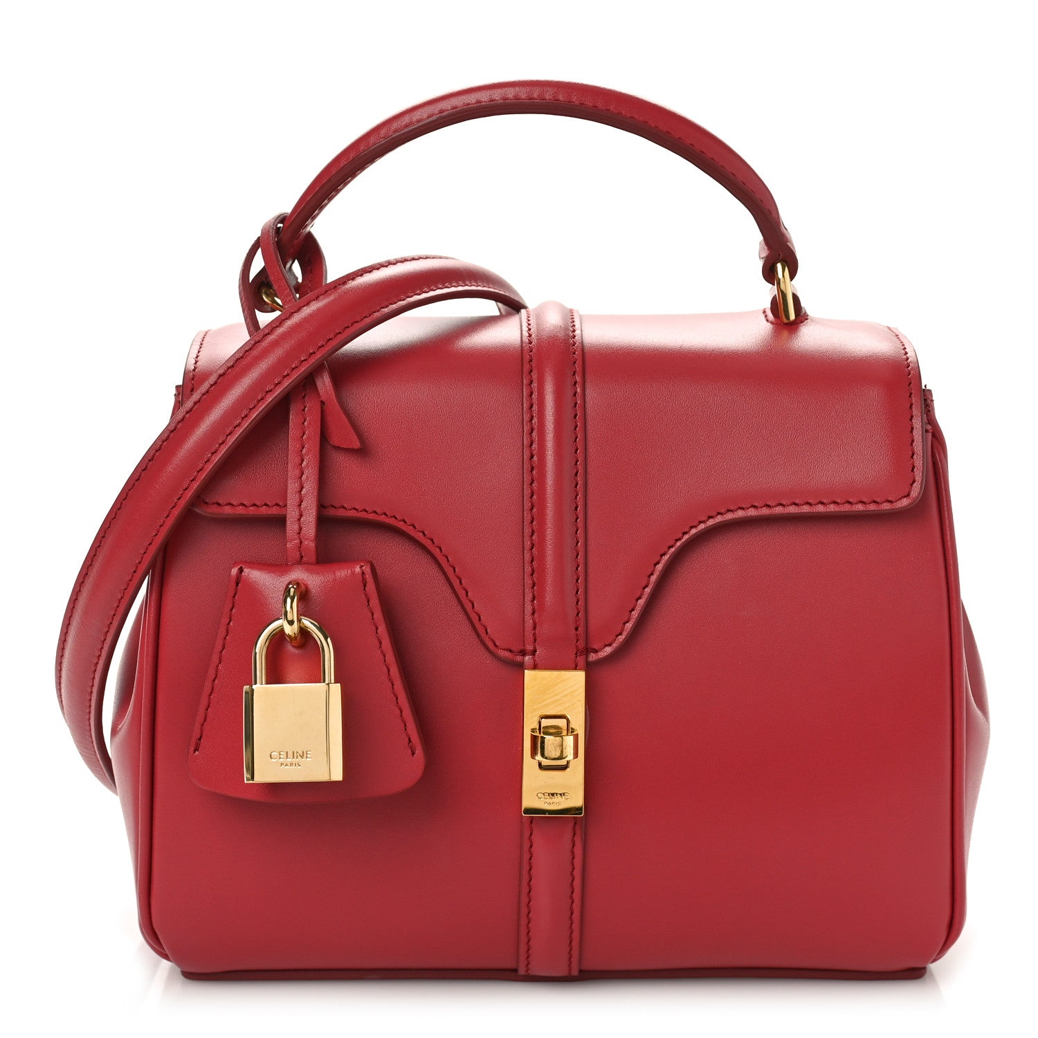Celine Satinated Calfskin Mini 16 Top Handle Bag Lipstick 1 of 8