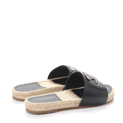 Chanel Calfskin Gripoix CC Espadrille Sandals 35.5 Black 4 of 12