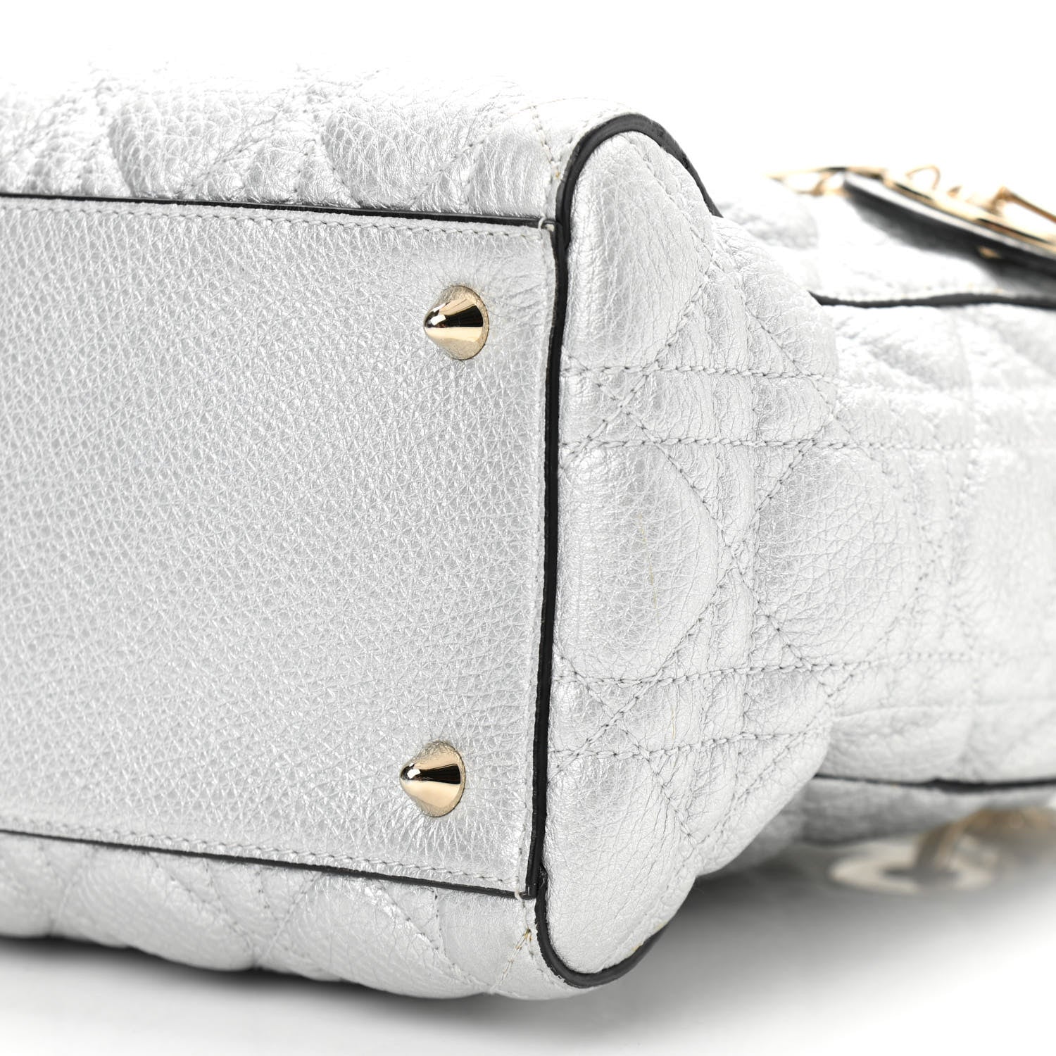 Christian Dior Metallic Grained Calfskin Cannage Medium Supple Lady Dior Silver 10 of 16