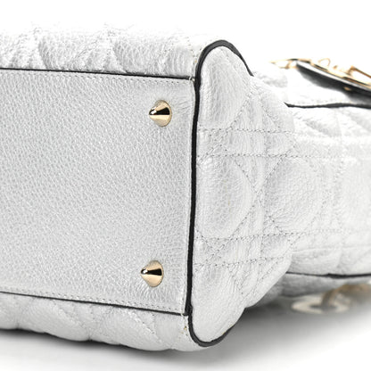 Christian Dior Metallic Grained Calfskin Cannage Medium Supple Lady Dior Silver 10 of 16