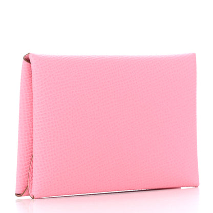 Hermes Epsom Calvi Duo Card Case Rose Confetti 3 of 8
