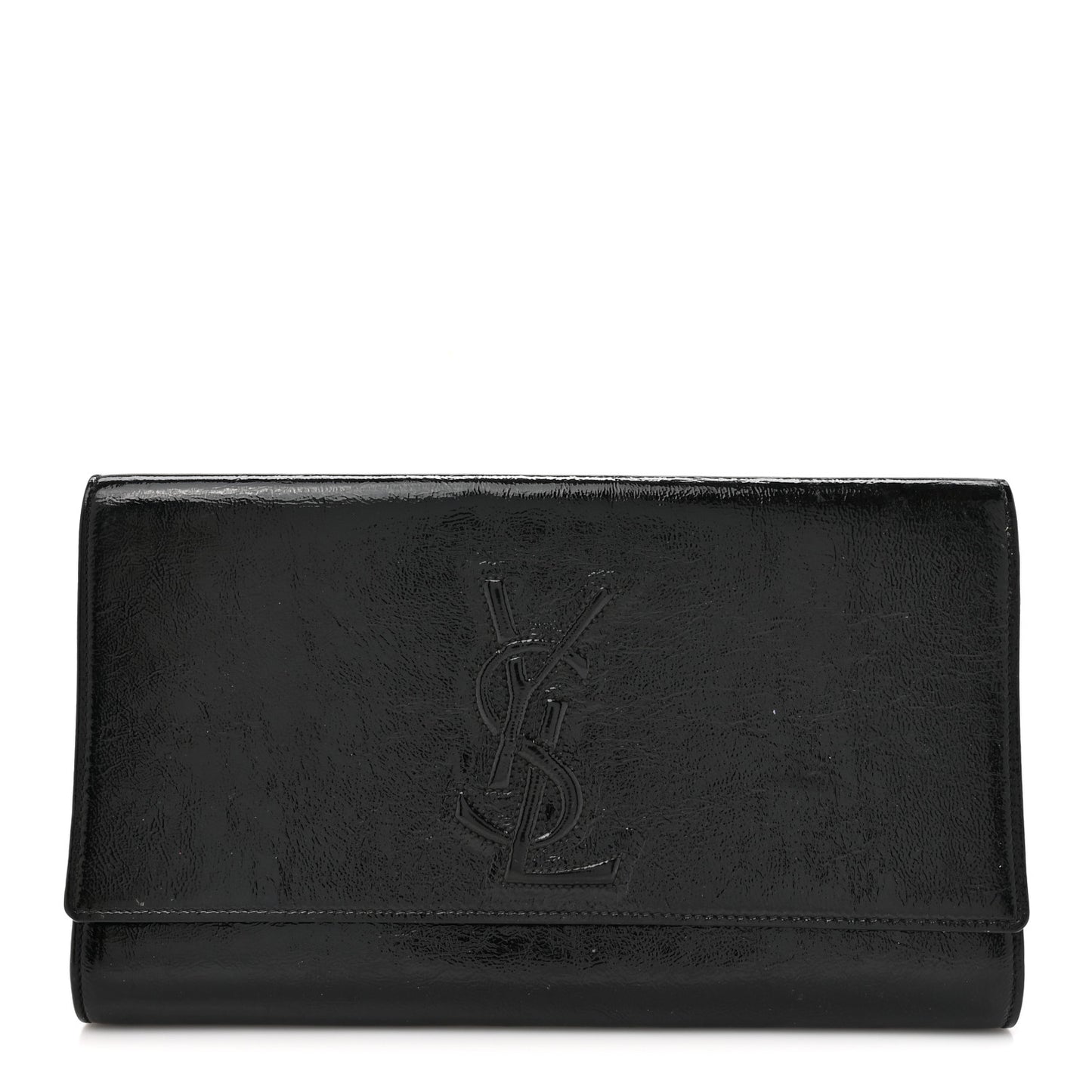 Textured Patent Monogram Large Belle De Jour Clutch Black