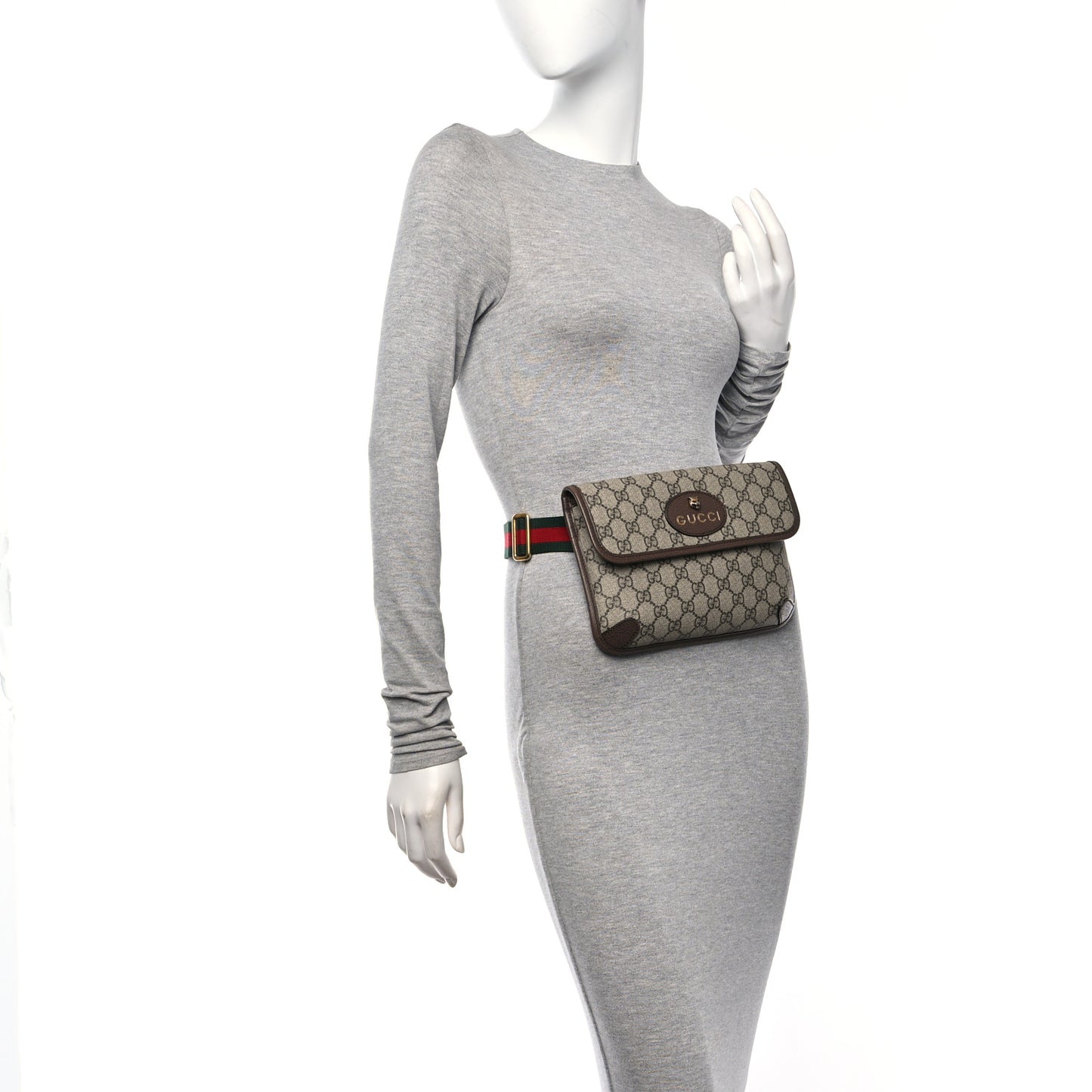 GG Supreme Monogram Neo Vintage Web Belt Bag Brown