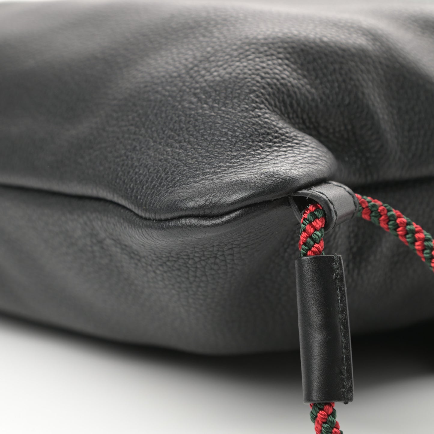 Calfskin Logo Drawstring Backpack Black