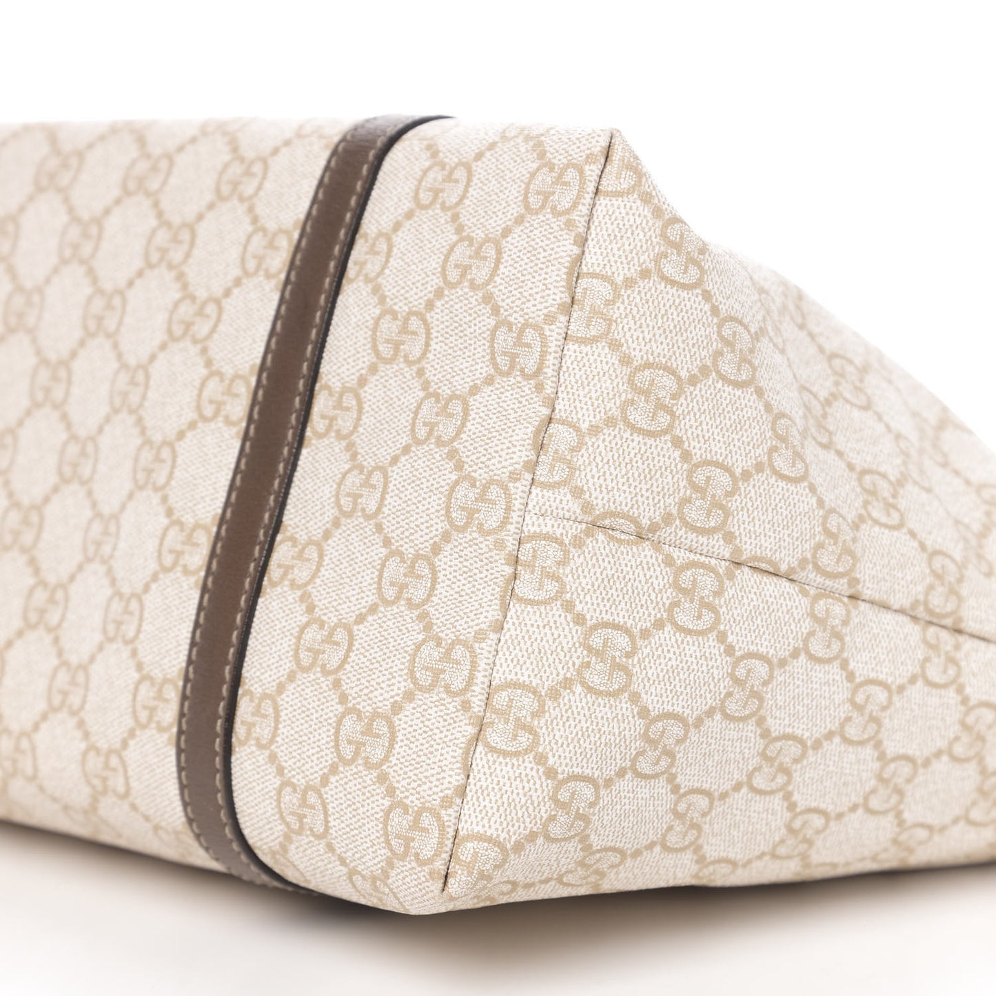 GG Supreme Monogram Calfskin Medium Nice Tote New Mystic White Beige Brown