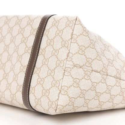 Gucci GG Supreme Monogram Calfskin Medium Nice Tote New Mystic White Beige Brown 9 of 10