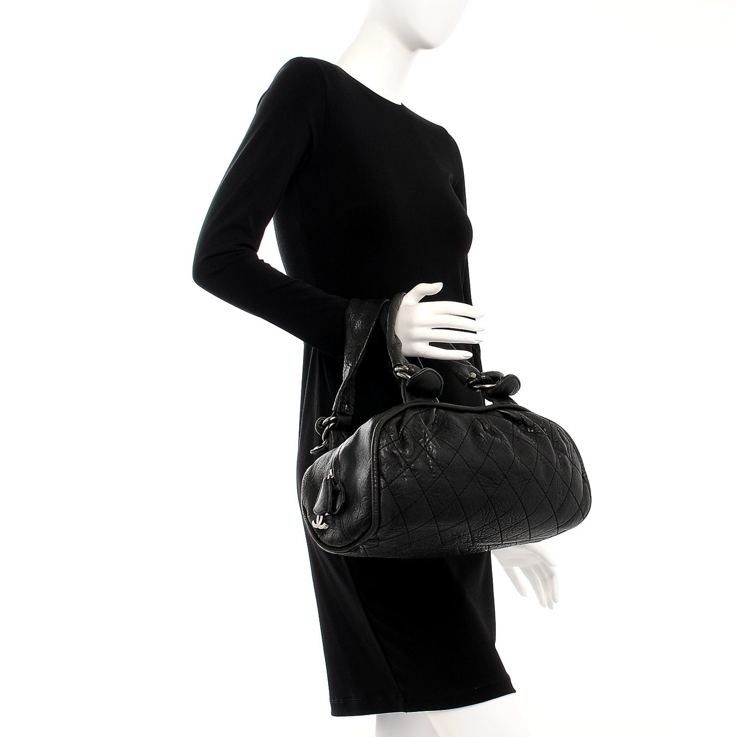 Distressed Lambskin Le Marais Bowler Black