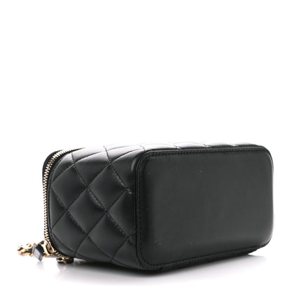 Chanel Lambskin Quilted Pearl Crush Small Vanity Case With Chain Black 4 of 11