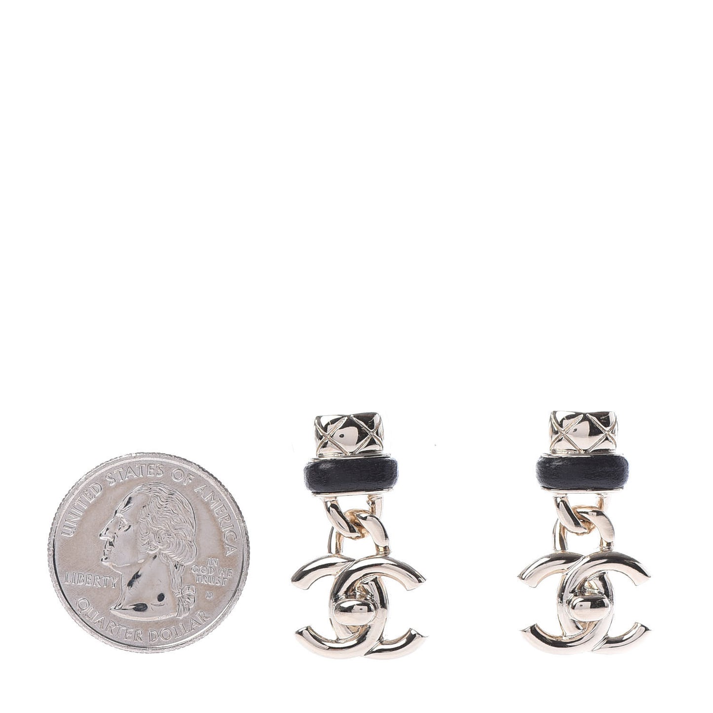 Lambskin CC Turnlock Drop Earrings Gold Black