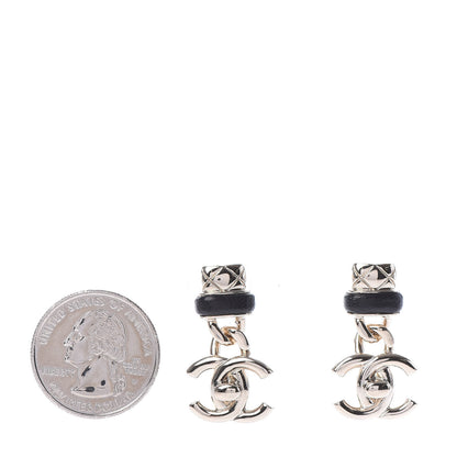 Chanel Lambskin CC Turnlock Drop Earrings Gold Black 2 of 4
