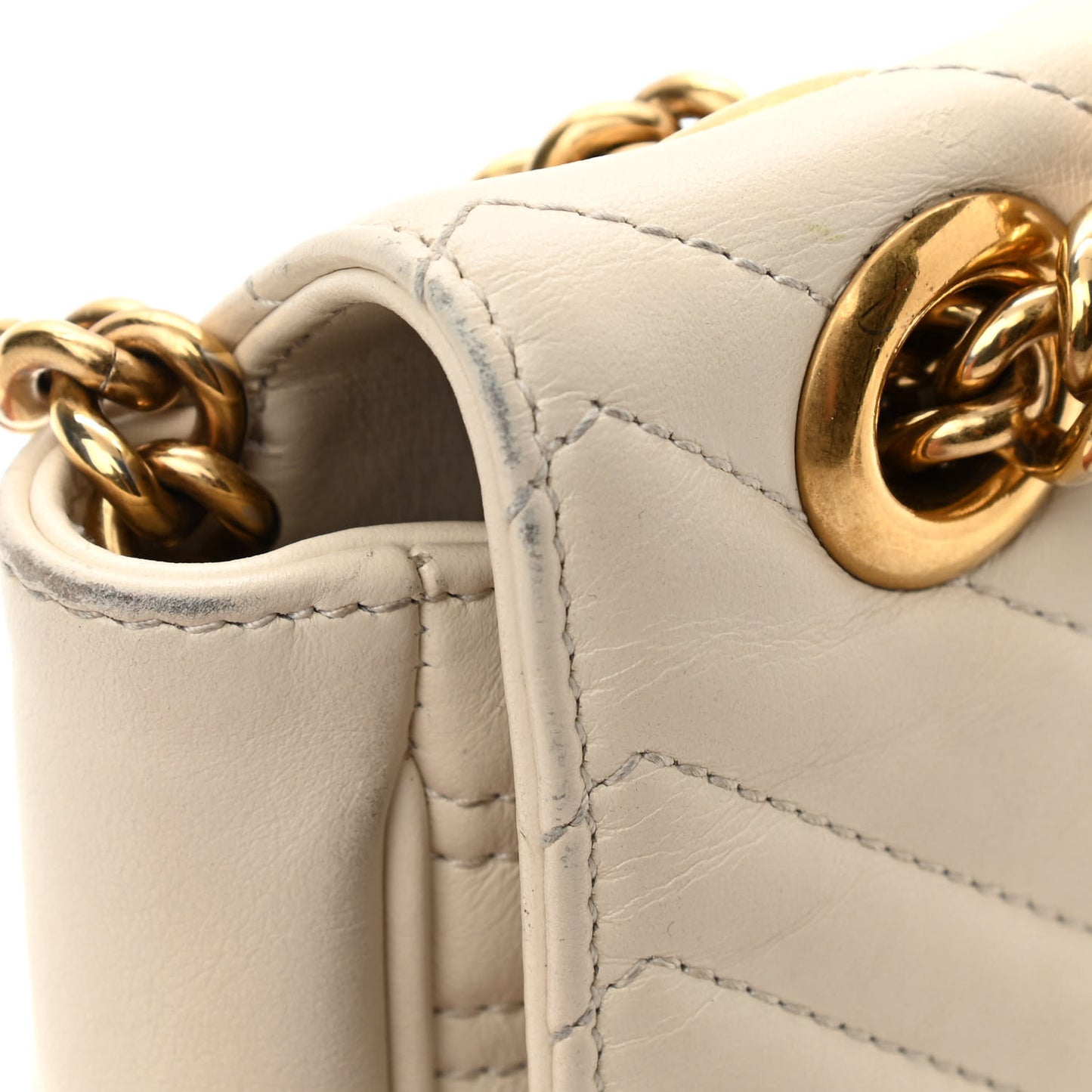 Calfskin Matelasse Small GG Marmont Shoulder Bag White