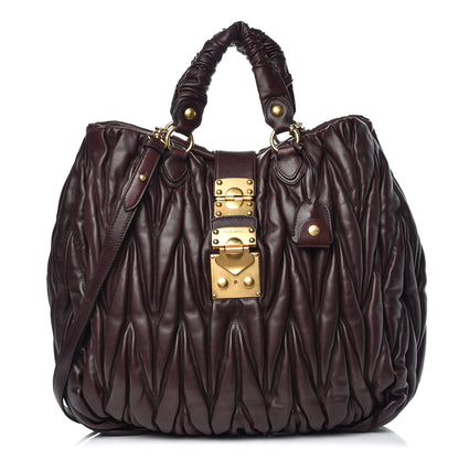 Miu Miu Nappa Matelasse Shopping Tote Prugna 1 of 11