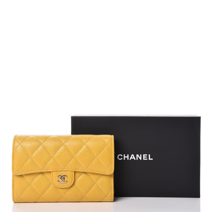 Chanel Caviar Quilted Medium Flap Wallet Yellow 12 of 12