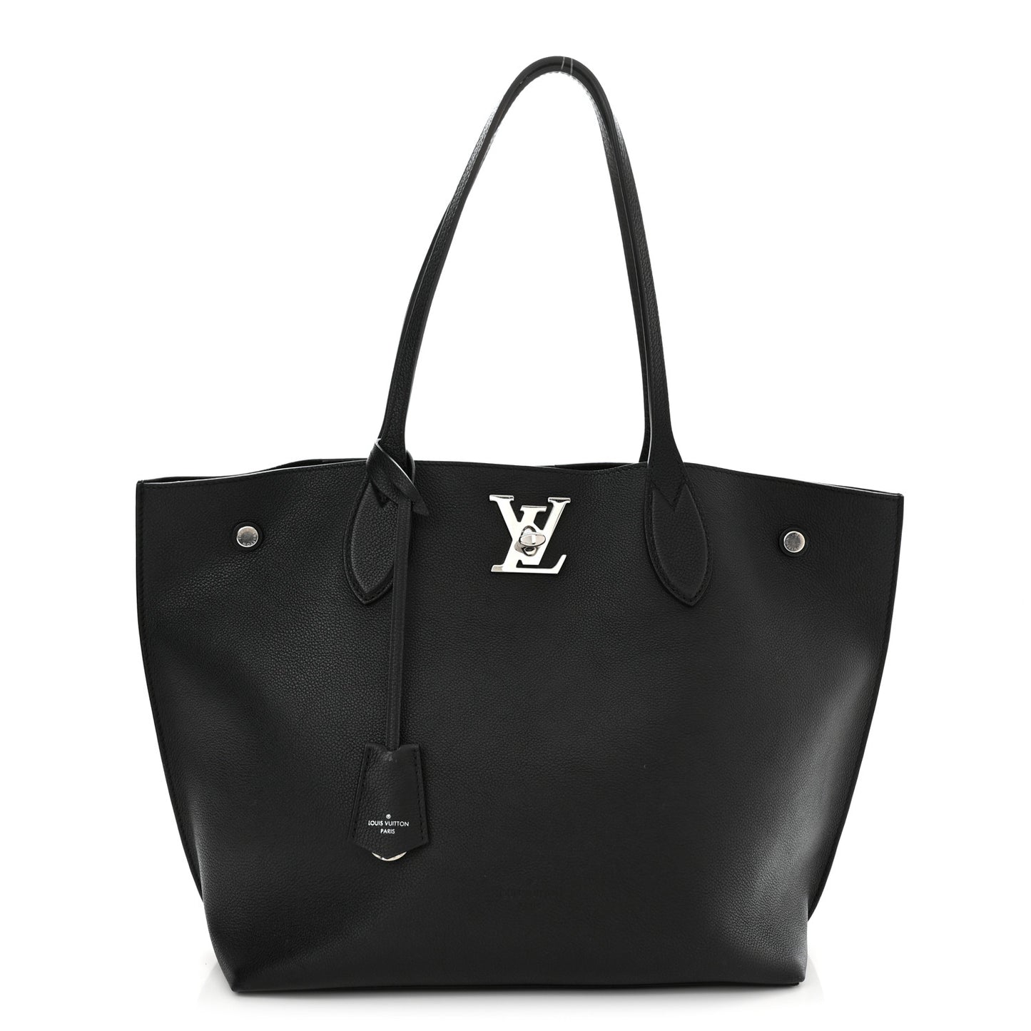 Calfskin Lockme Go Tote Black