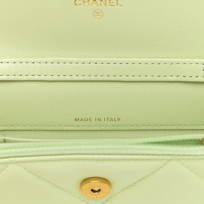 Chanel Lambskin Quilted Chanel 19 Clutch With Chain Light Green 7 of 13