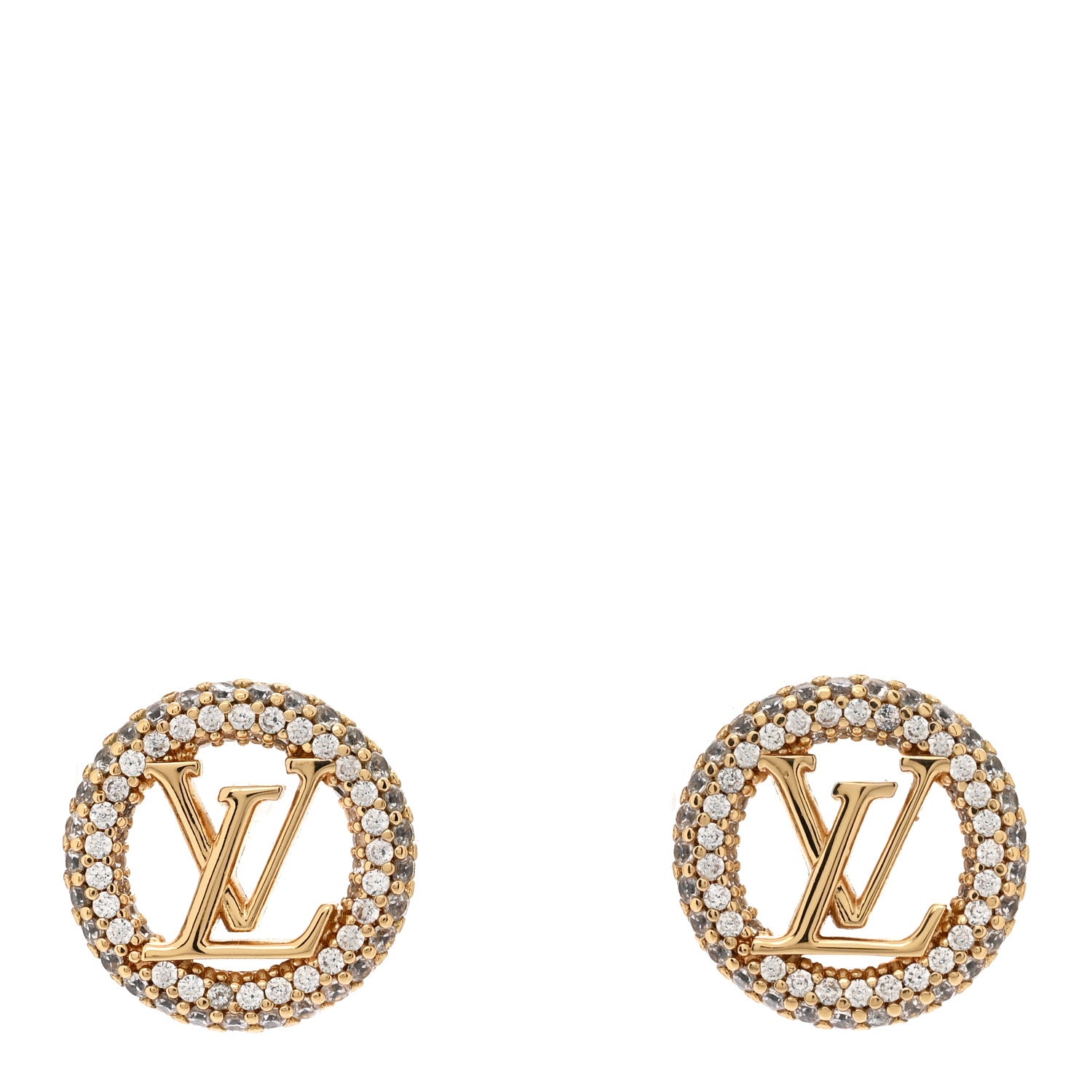 Louis Vuitton Metal Crystal Louise By Night Earrings Gold 1 of 6