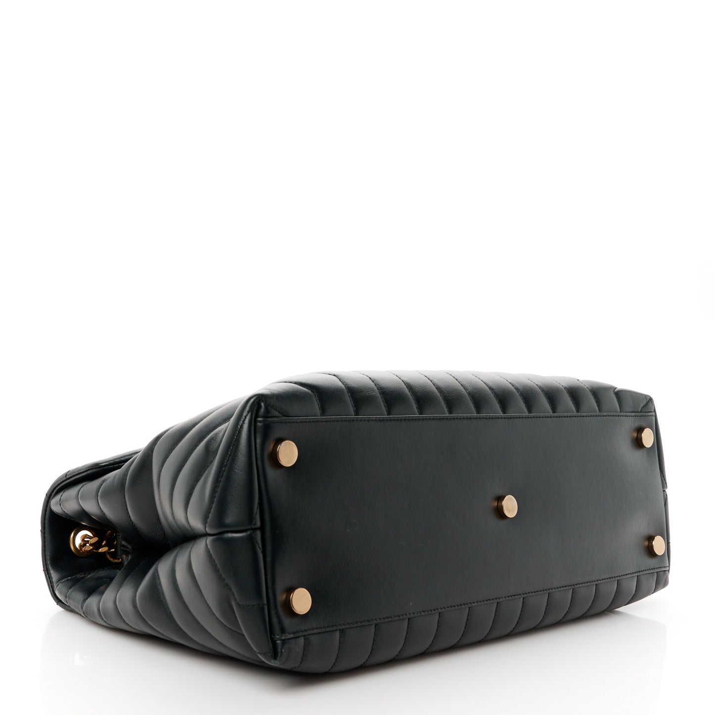 Calfskin Y Quilted Monogram Large Loulou Chain Satchel Black