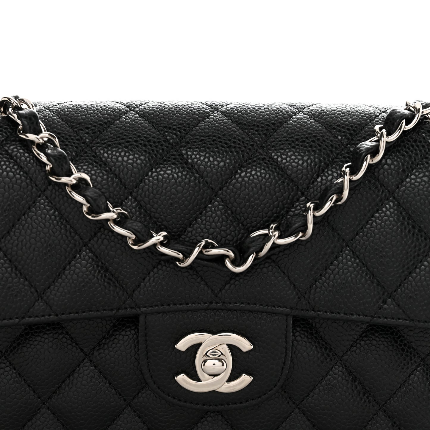 Caviar Quilted Small Double Flap Black