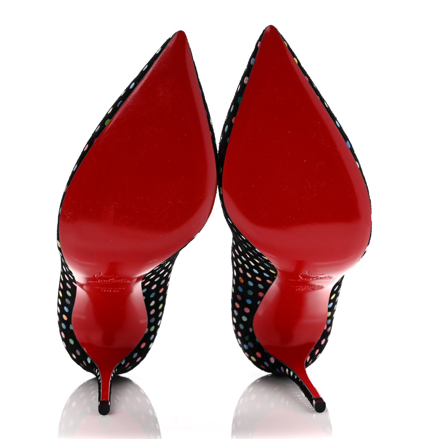 Christian Louboutin Suede Polka Dot Hot Chick 100 Pumps 38.5 Black Multicolor 5 of 8