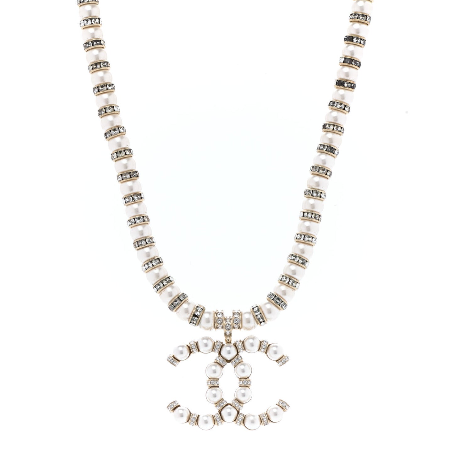 Pearl Crystal Nefertiti CC Short Necklace Gold