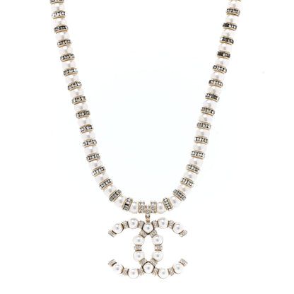 Chanel Pearl Crystal Nefertiti CC Short Necklace Gold 1 of 10