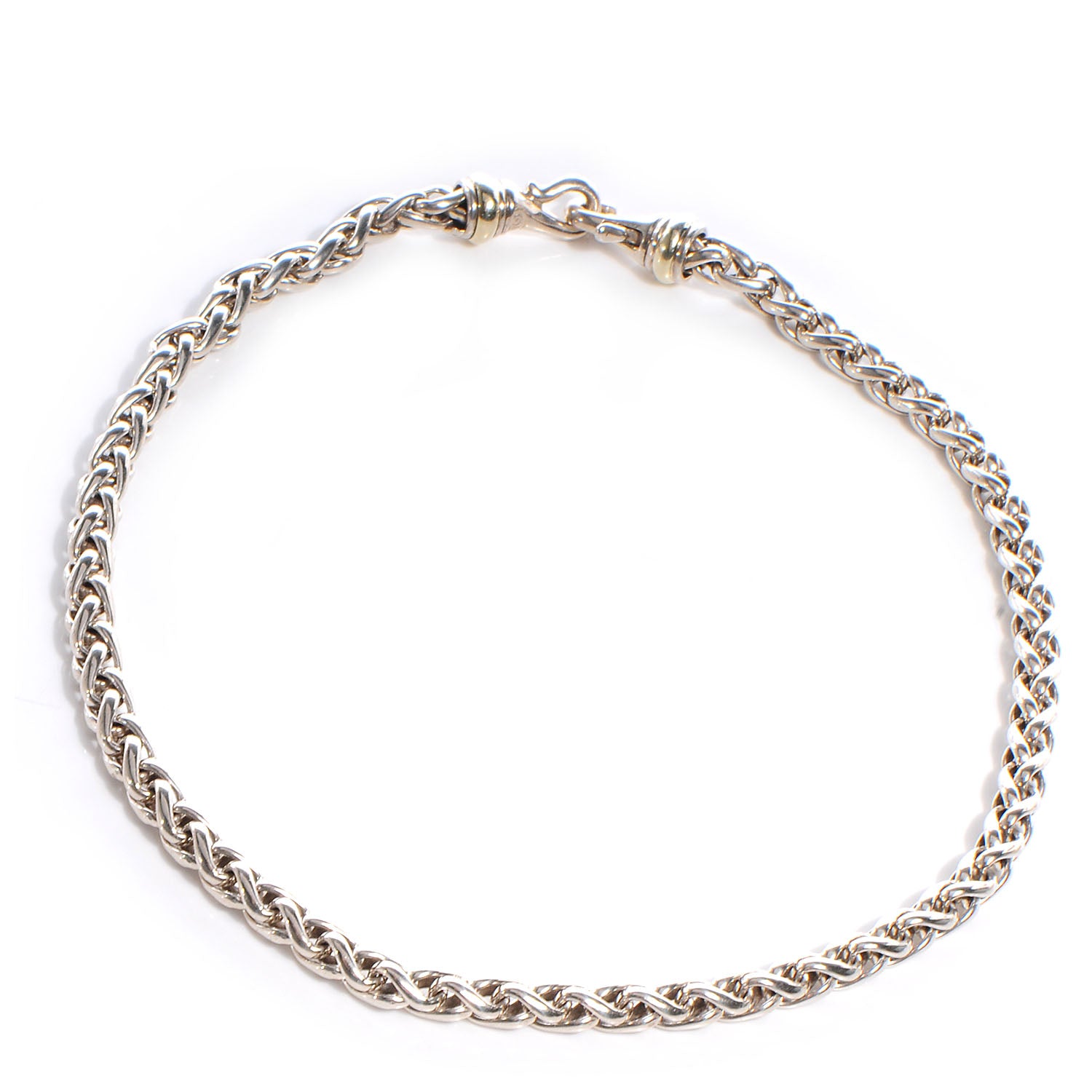 David Yurman Sterling Silver Medium 14k Gold 6mm Wheat Chain Necklace 1 of 6