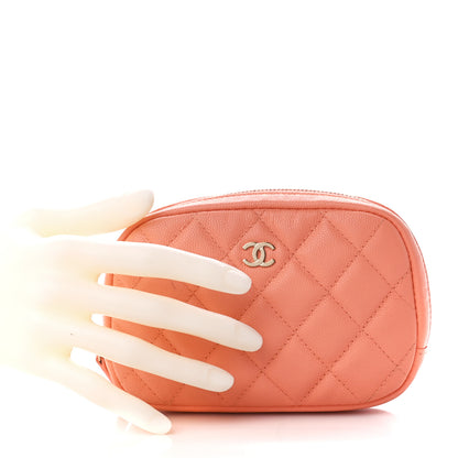 Chanel Caviar Quilted Small Curvy Pouch Cosmetic Case Light Orange 2 of 11