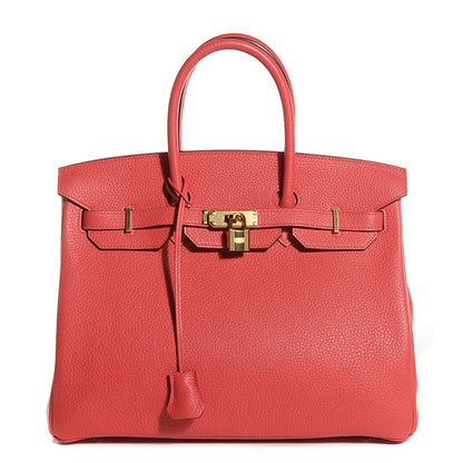 Hermes Taurillon Clemence Birkin 35 Rouge Pivoine 1 of 23