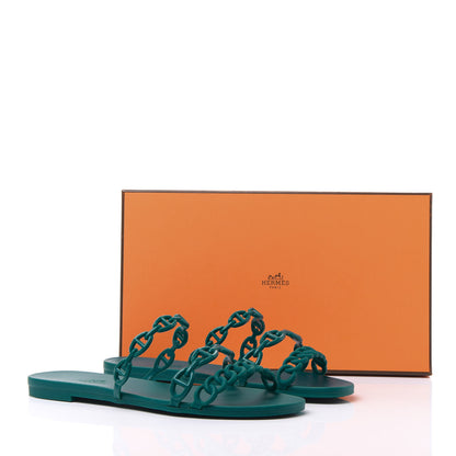 Hermes TPU Rivage Sandals 37 Vert d'Ete 9 of 9
