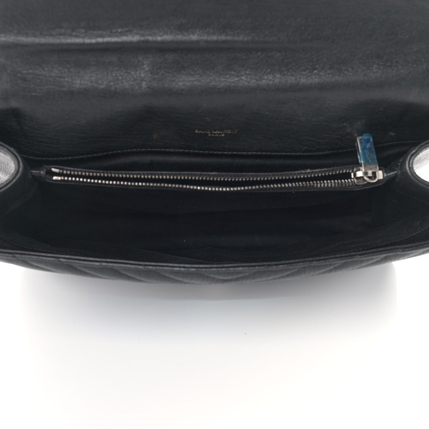Sheepskin Matelasse Chevron Monogram Large College Satchel Black