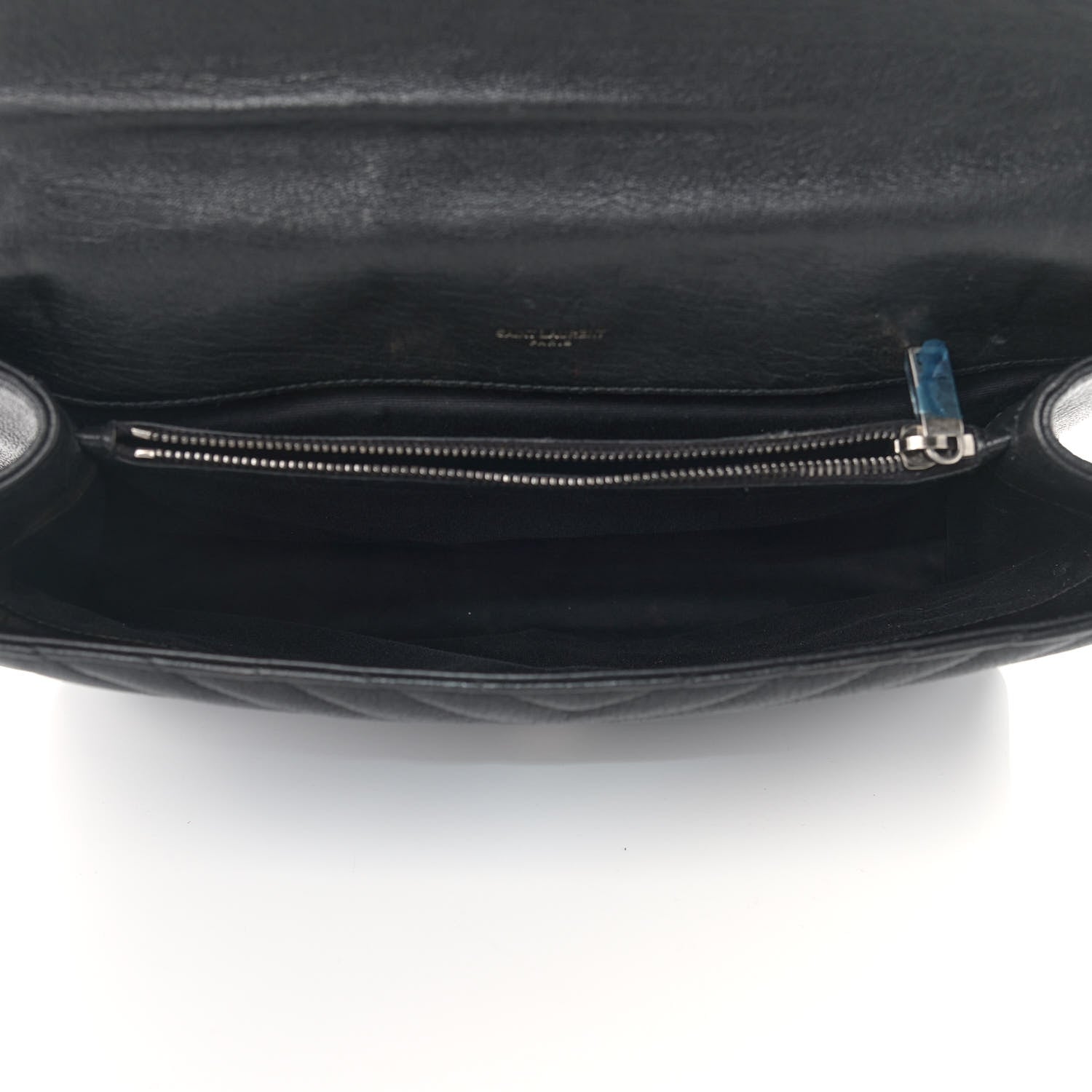 Saint Laurent Sheepskin Matelasse Chevron Monogram Large College Satchel Black 5 of 14