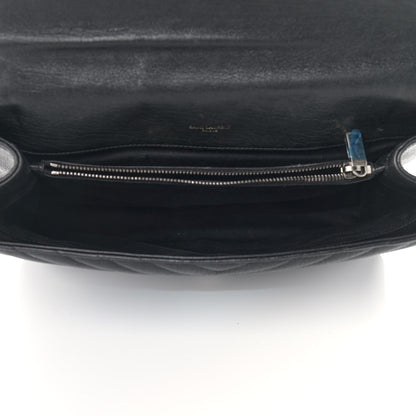 Saint Laurent Sheepskin Matelasse Chevron Monogram Large College Satchel Black 5 of 14