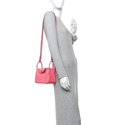 Hermes Taurillon Clemence Mini Lindy 20 Rose Azalee 2 of 10